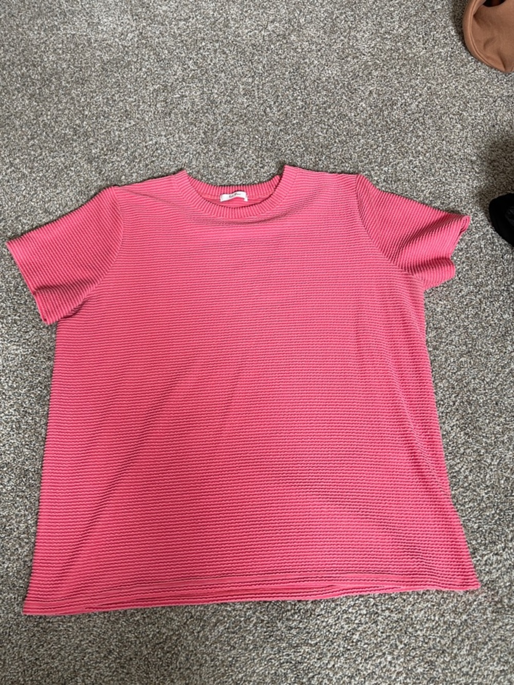 Pink Short Sleeve Ribbed Tee